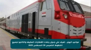 مواعيد اليوم.. تعرف على جدول رحلات القطارات المكيفة والتالجو لجميع الخطوط الخميس 28 أغسطس 2025